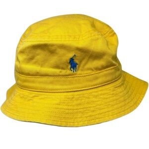 POLO RALPH LAUREN Yellow Toddler Bucket Hat Blue Pony Logo Size 2T-4T
